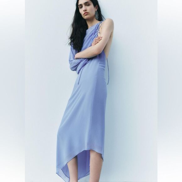 ZARA ASYMMETRIC CAPE DRESS - Picture 12 of 15